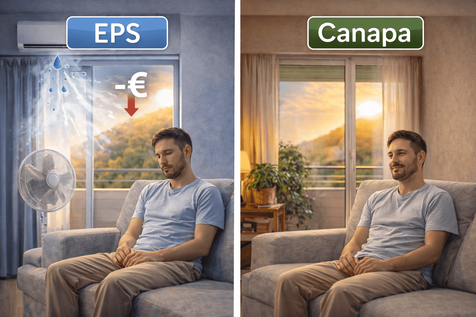 Sottotetti, facciate esposte e ambienti soggetti a surriscaldamento - Confronto EPS e Canapa