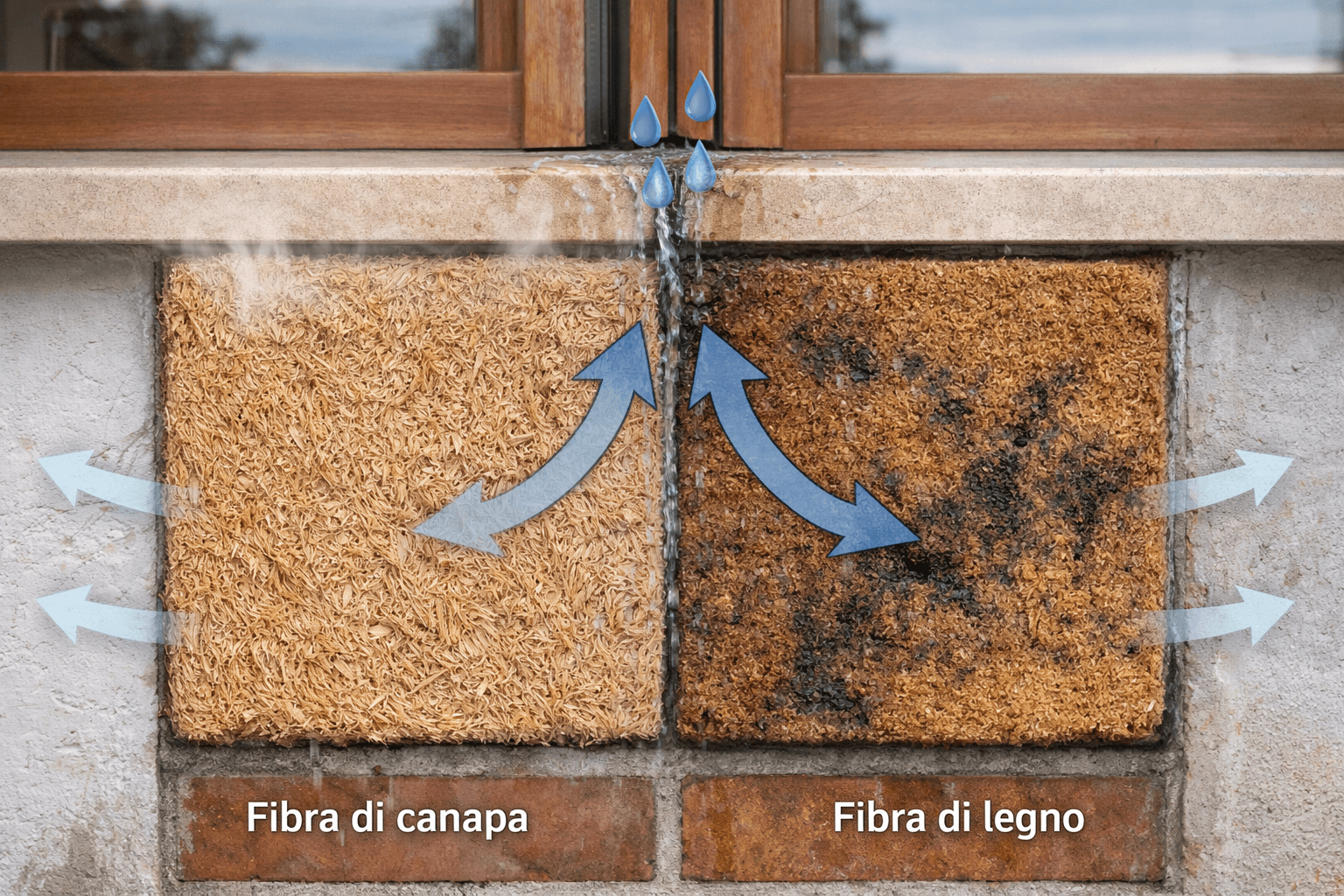 Assorbimento d’acqua e recupero dopo bagnatura della fibra di canapa: implicazioni tecniche ed economiche dei dettagli costruttivi​